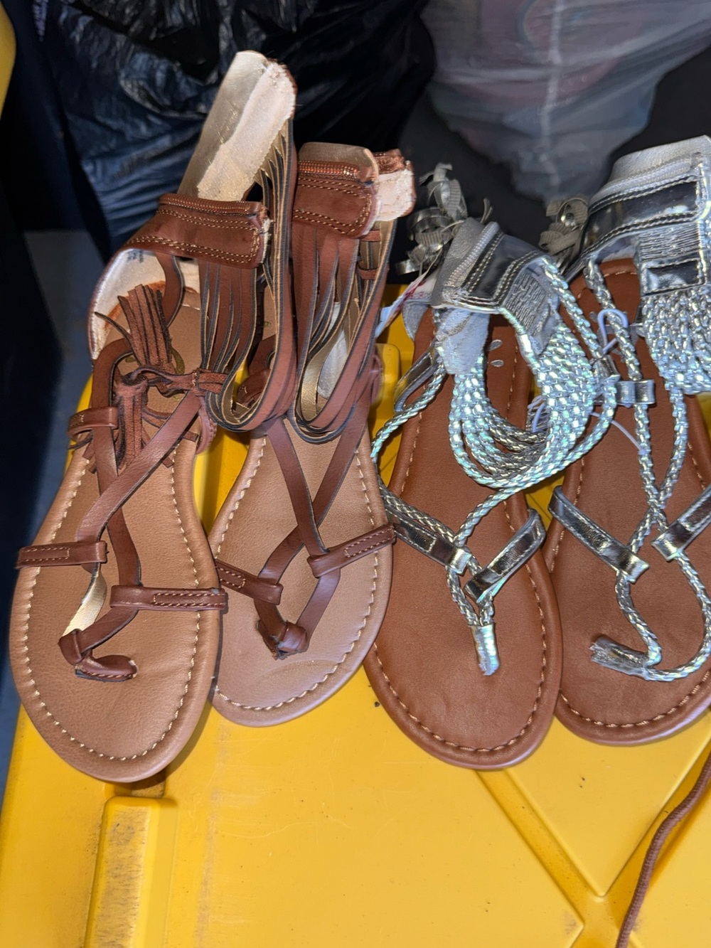 Justice Girls Brown and Silver Gladiator Sandals